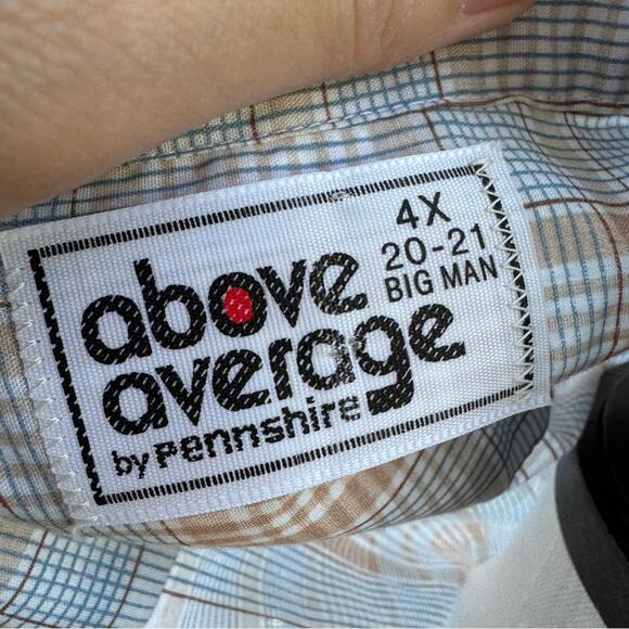 Above Average Pennshire Dress Shirt Mens 4X 20-21 Big Man Tan Plaid - Picture 10 of 10